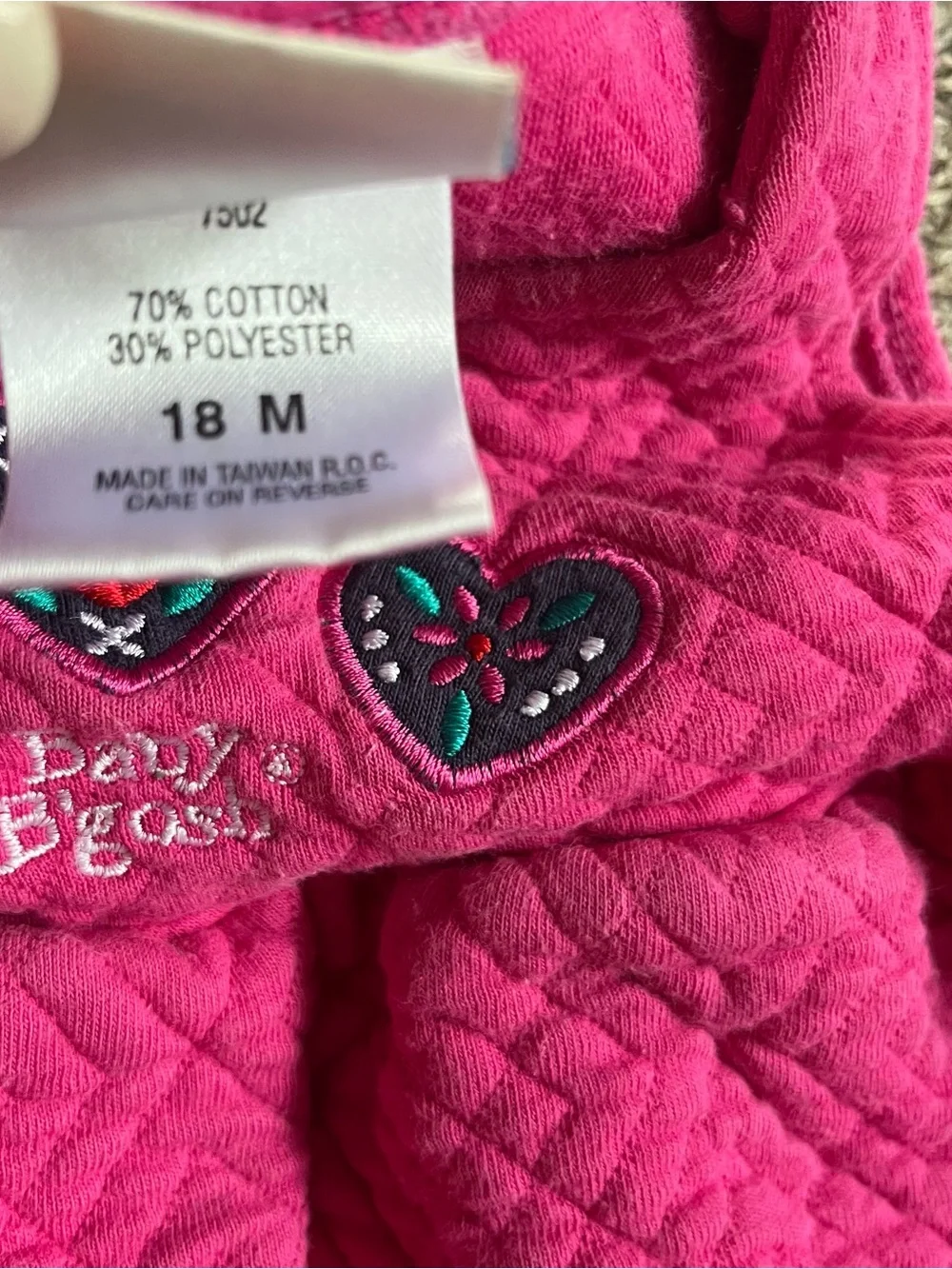 Vintage Girls Osh Kosh B'Gosh Pink Quilted Romper Overalls Jumpsuit Embroidered